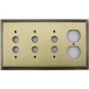 Deco Step Style Antique Brass 4 Gang Switch Plate -