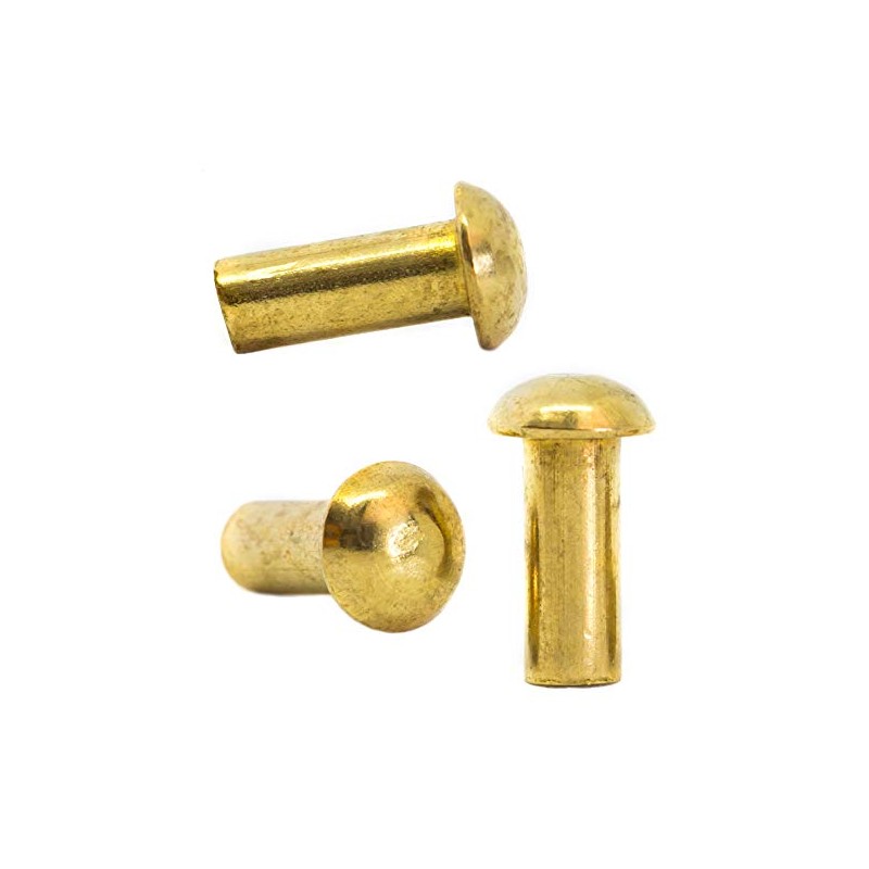 M2 (2mm x 6mm) Solid Brass Round Head Rivets DIN
