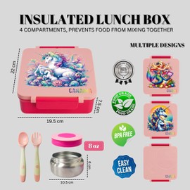 CANAIMA Bento Box for Kids with Thermos -1600ml Leak Proof Lunch Box w/Vacuum Food Jar Container - Microwave-Safe, BPA-Free, Easy to Clean Bento Lunch Box for Kids & Adults - School & Office