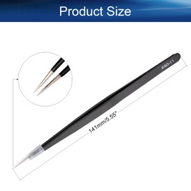 Auniwaig Anti-static Tweezers 5.67 inch Length ESD-11 tweezers Precision Slant Flat Tip tweezers for Craft DIY Electronics Repair Tool Black 1 pcs