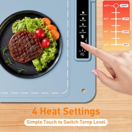 Food Warming Mat, Enhanced Safety Food Warmer Mat with 4 Temperature Adjustable & Timer, Premium Silicone Electric Warming Tray to Keep Food Warm, Full Surface Heating Mat for Buffets Countertop Party