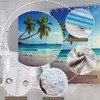 NiCoLa Waterproof Shower Curtains 3D Beach Shower Curtain with 12