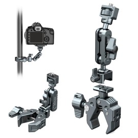 Leaplumin Camera Clamp Mount with NATO Connector,Camera Monitor Mount with 360° Ballhead Magic Arm，5 * 1/4” Screw Holes, 1/4” Thread Suitable for DSLR Camera/LED Lights/Phone Tripod Mount