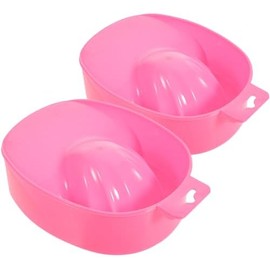 Cuenco para Remojo de Manos Rosa de Plástico 2 Piezas Spa de Uñas y Nutrición de Cutículas, Diseño Irrompible, Admite Cinco Uñas Vez