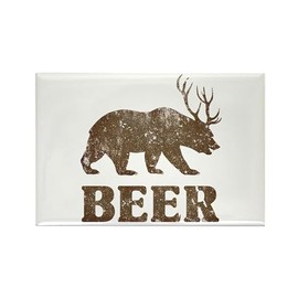 CafePress Bear+Deer=Beer Vintage Rectangle Magnet, 3"x2" Refrigerator Magnet
