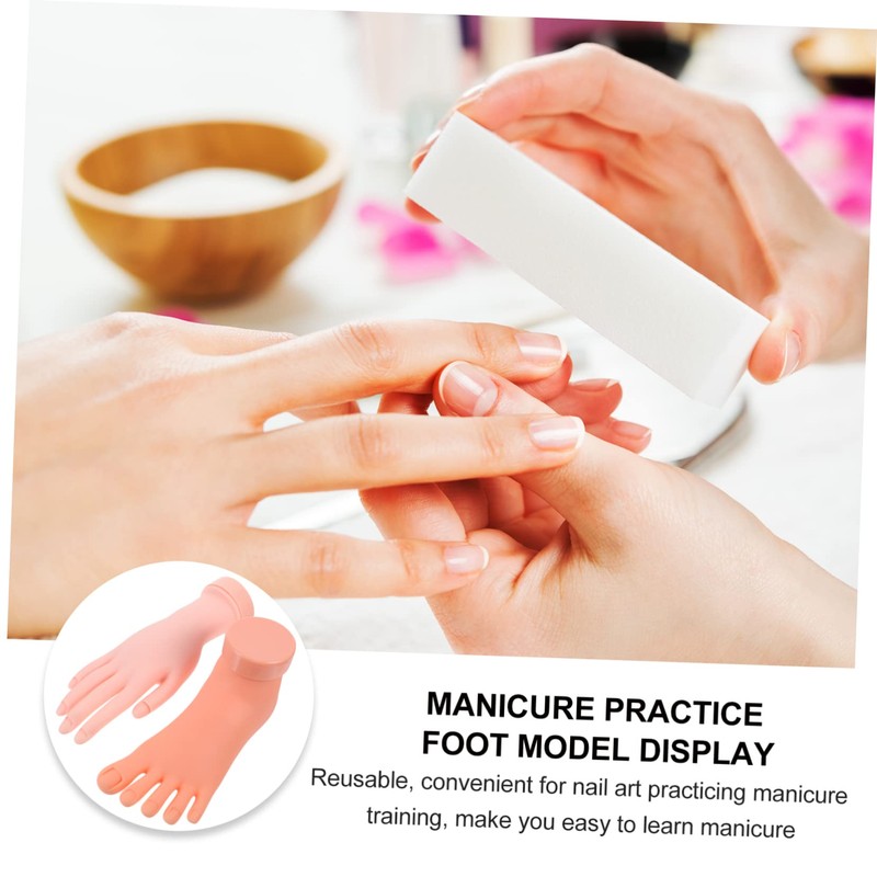 SAFIGLE 2PCS Bendable Fake Nail Practice Hand and Foot Models