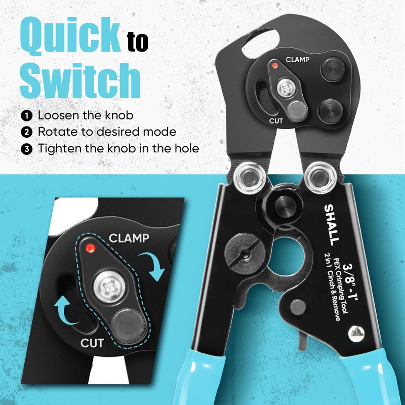 SHALL 2-IN-1 Pex Crimping Clamp Cinch & Remove Tool with