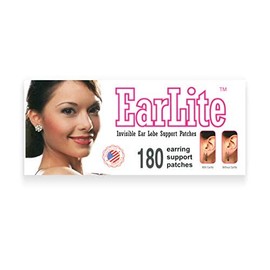 EarLite 180 (60 Ea X 3 packs) Invisible Earring Ear Support Waterproof Patches in ZipLock Pouch - Made in USA