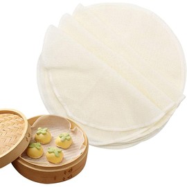 Pack of 10 Cotton Steamer Cloth, Steamer Mat, Dim Sum Steamer Mat, Steamer Paper Mat, Bamboo Steamer Paper, Reusable Round Non-Stick Steam Mat, for Steamer Baskets, Steam Cookers, Dim Sum