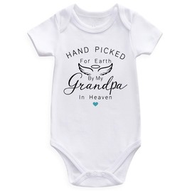 Guzcadun hand picked for earth by my grandpa in heaven pregnancy announcement for grandparents baby bodysuit white 0-3 Months