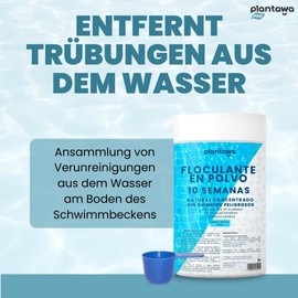 PLANTAWA Swimming Pool Flocculant Powder 10 Weeks | Water Clarifier for Swimming Pools | Eliminates Turbidity, Improves Filtering | Concentrated Formula for Clear Water