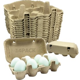 Duck Egg Cartons Large 14 Pack, Blank Natural Pulp One Dozen Duck Egg Carton, 8 Count Large Chicken Egg Carton Container Holder Reusable Storage Tray for Refrigerator