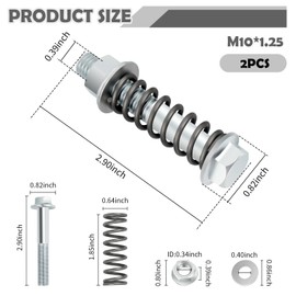 2PCS M10x1.25 Exhaust Manifold Bolts,Heavy Duty Exhaust Bolts and Nuts Kit with Springs for Muffler System Repairing,Universal Muffler Studs Replacement Car Accessories (M10*1.25)
