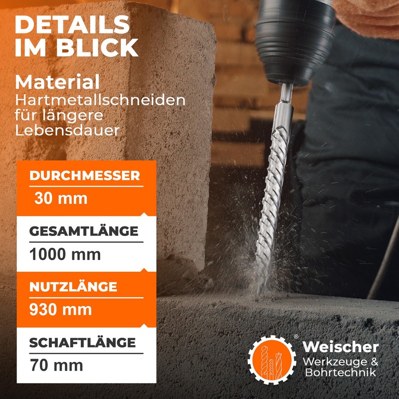 SDS Plus hammer drill bit/masonry drill bit, 4-edged