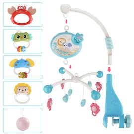 Cot Mobile for Baby, Baby Crib Mobile with Music and Projection,Mobile for Crib with Timing Function,Rotation,Hanging Mobile for Babies, Crib Toys for Boys Girls,Gift for Newborn 0-12 Months (Blue)