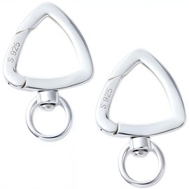 SUNNYCLUE 1 Box 2Pcs 925 Sterling Silver Spring Clasp Ring Triangle Keychain Ring Double Opening Swivel Clasp Spring Gate Clip Snap Trigger Buckle Keychain for Keyring Jewellery Making Necklaces DIY