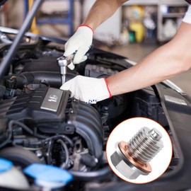 wadafen Magnetic Oil Drain Plug,M14x1.5 Stainless Steel Sump Drain Nut Bolt,Stainless Steel Oil Plug Replacement Universal,with 5 pcs Oil Drain Plug Washer,for Cars, Boats, Motorcycles