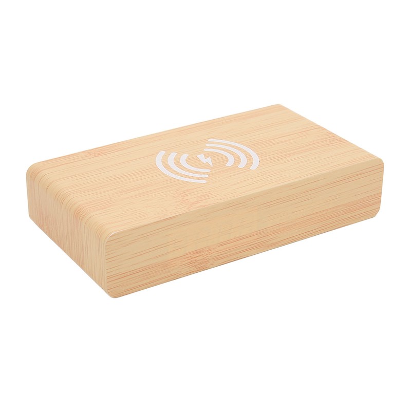 Wooden Digital Alarm Clock with Wireless Charging 3 Level Dimmer