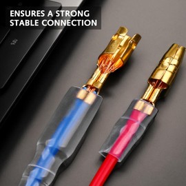 Bullet Connectors Kit 360pcs, Gold Brass 3.9mm Bullet Terminals with Insulation Cover, Male and Female Crimp Terminals, CableTerminals Connectors with Insulation Covers for Motorcycle Car Truck