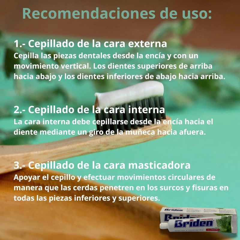 Crema Dental Briden Sin Flúor Sabor Menta 100 Ml