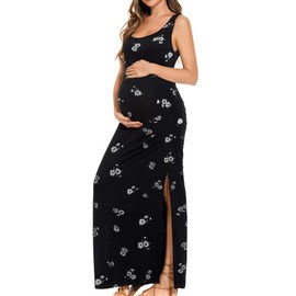 Smallshow Smallshow Women's Long Maternity Dress Split Sleeveness Pregnancy Clothes,SVP121,S