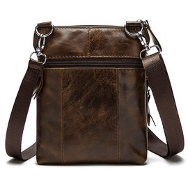 Leather Messenger Bag Shoulder Pack for Men Travel Outdoor Business Camping Hiking Crossbody Pouch Pocket Casual Daypack Coffee
