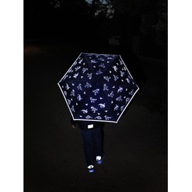 Knirps children's compact umbrella with reflective trim.