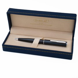 Conklin Coronet Ballpoint Pen - Black with High Gloss Metallic Finish, Solid Brass Barrel, Refillable with Parker-Style Refills, Ideal Gift for Professionals