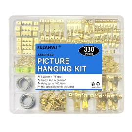 FUZANWJ 330pcs Picture Hangers Kit - Holds 10-75lbs, With Hanging Wire, Ring Hooks, D Rings, Sawtooth Hangers for Frame, Canvas, Mirror Decoration
