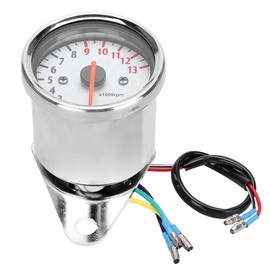 DC 12V Motorcycle Tachometer LED Display Electronic Gauge 13000rpm Shockproof Aluminum Housing High Sensitivity OEM Replacement Compatible with Most 12V Motorcycles