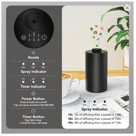 Waterless Essential Oil Diffuser Battery Operated Cordless Aromatherapy Diffuser with Timing & 3 Mist Levels car Diffuser
