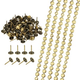 sourcing map 5Pcs Upholstery Tacks Strips, 3.28ft Decorative Nail Trims for Sofa Headboard Furniture DIY with Upholstery Nails(9.5mm Bronze)
