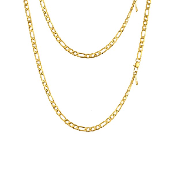 Prosteel Men's Stainless Steel 18K Gold-Plated Classic Figaro Chain /