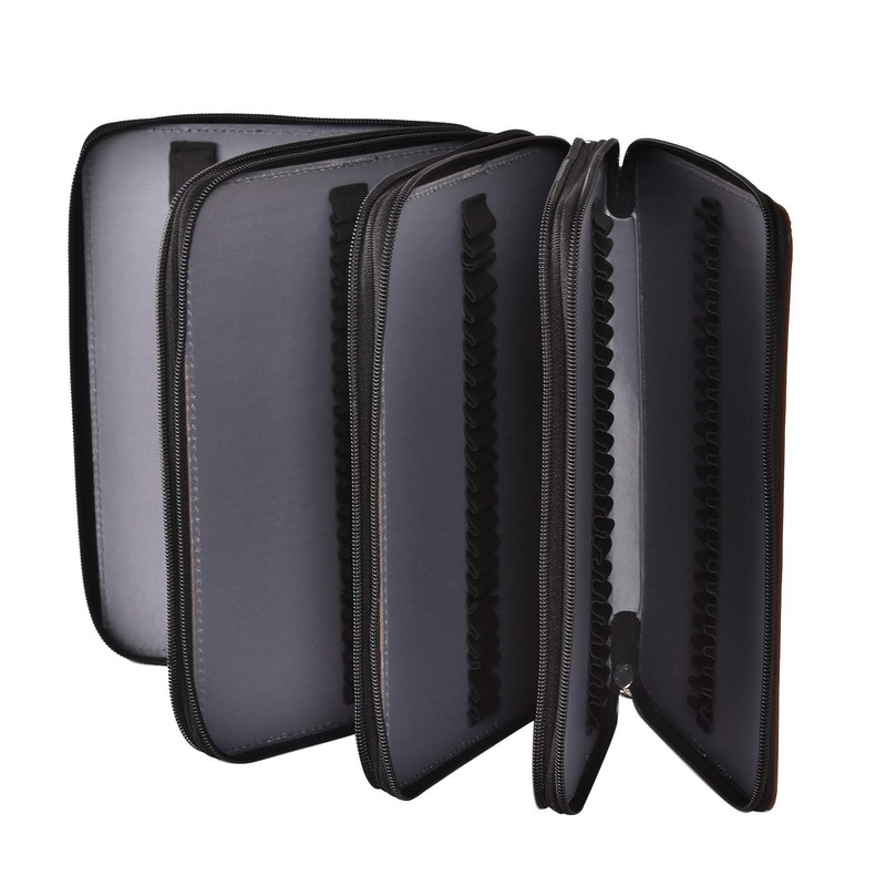 Becho Multifunction Zipper Soft Leather Pencil Case with Multi-Layer Zipper