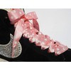 Pink Polka Ribbon Shoelaces 65cm Long Flat Satin ribbon shoe