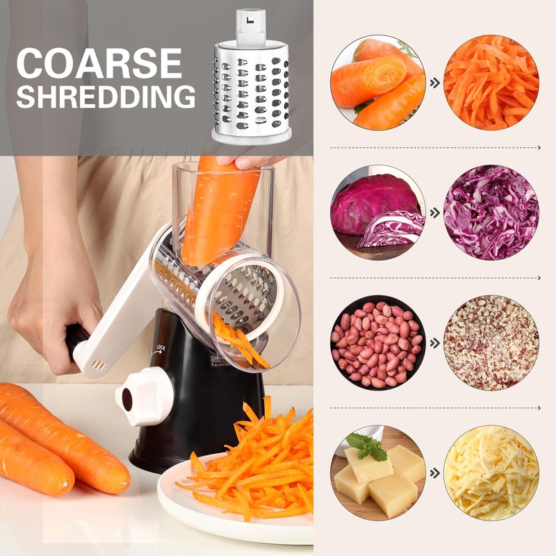 Cambom Rotary Cheese Grater Hand Crank Cheese Shredder for Fresh