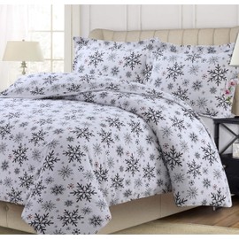 Tribeca Living LISNODUVETKIDB Duvet Set, King, Let it Snow Blue