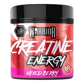 Warrior Creatine Monohydrate Powder + Energy 360g (80 Servings) – Micronised Creatine Powder Supplement + Vitamin B & Caffeine for Energy & Focus, Pre & Post Workout for Men & Women – Mixed Berry