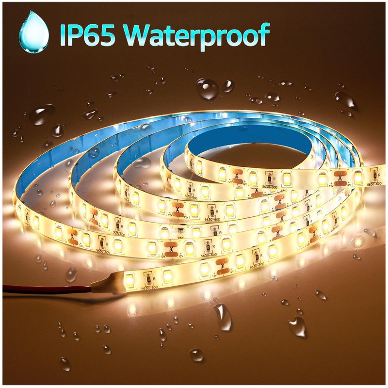 Tesfish 12V LED Strip, 2M SMD 5630 Warm White 3000K