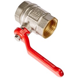 Meister Ball Valve - 30.93 mm (1 Inch) Female - with Long Steel Lever & Full Flow - Double Sided Internal Thread - High Quality Brass / Shut-off Valve for Water Pipes / Tap / 9922950, Red