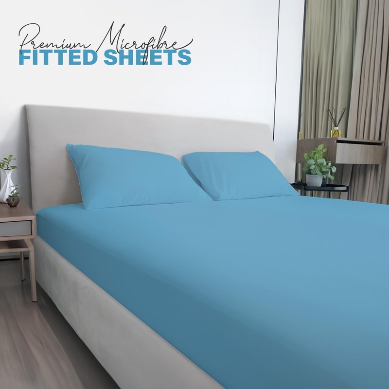 ACRALI HOME Double Fitted Sheet 40cm/16in Deep Fitted Sheets Double