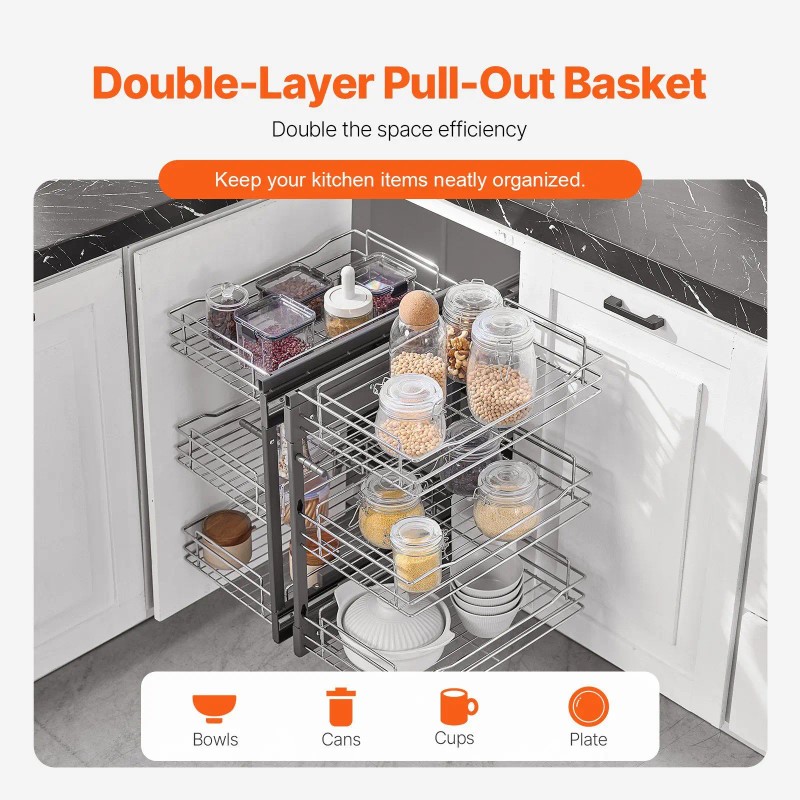 15\" Min Opening Blind Corner Pull Organizer 3 Tier 6