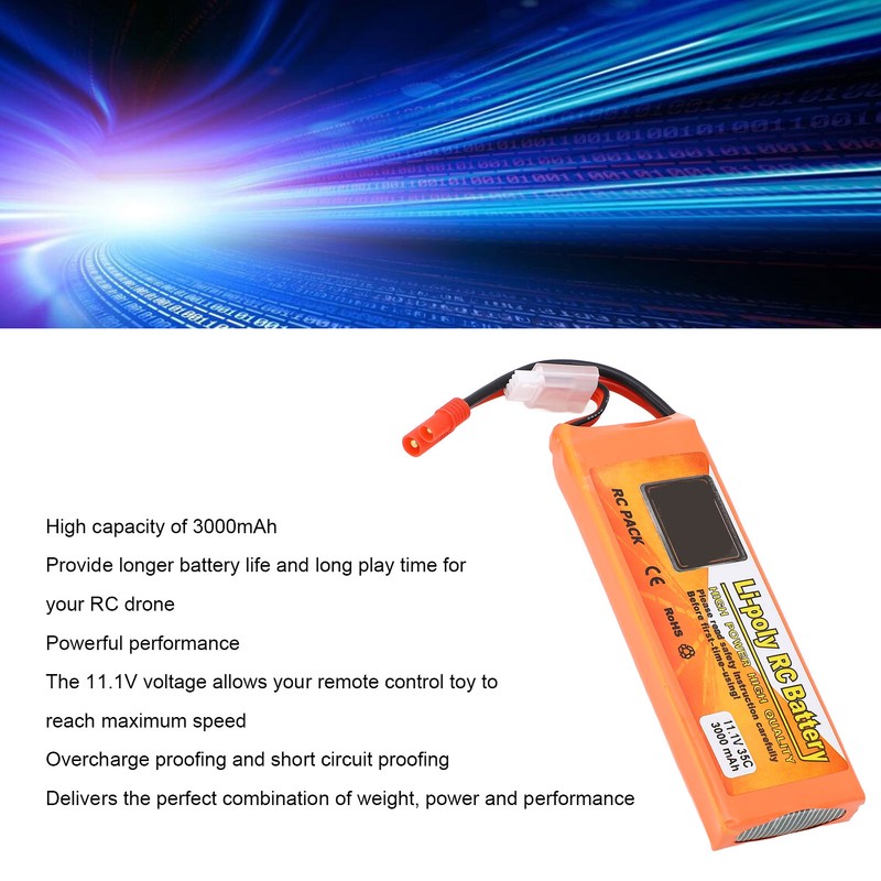 11.1V 3000mAh 35C Lithium Battery with Banana 3.0 Plug Long