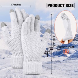 Geyoga 2 Pairs Women's Winter Touchscreen Gloves Warm Fleece Lined Knit Gloves Elastic Cuff Winter Texting