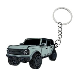 UHANBUT Car Keychain, 4-Door Metal Enamel Key Chain, Fob Cover Cool Mod Accessory, Compatible with Ford Bronco 2021 2022 2023(Silver)