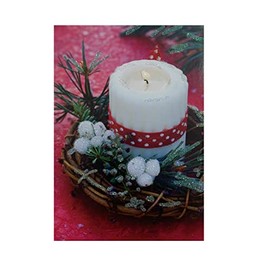 Deluxe Christmas Card 8 Pack, Winter Nights Filled with Warmth and Christmas Love, Candle (Glitter, 5 Inches x 7 Inches, White Envelopes, Seals, 8-1)oil, 5 Inches x 7 Inches, Matching Self-sealing Envelopes and Seals, 8-1)
