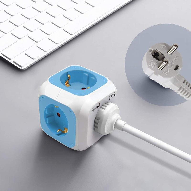 EXTRASTAR 6 in 1 USB Power Strip with 4 Sockets