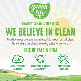 GreenLife Soft Grip Healthy Ceramic Nonstick 16 Piece Kitchen Cookware Pots and Frying Sauce Saute Pans Set, PFAS-Free with Kitchen Utensils and Lid, Dishwasher Safe, Taupe