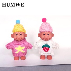 HUMWE 2 Pack Cute Troll Dolls Lighter Case Silicone Funny Mini Dolls Lighter Sleeve with Sweater &Hat for 3.2in Regular Lighter (Lighter not Included) (Pink & White)