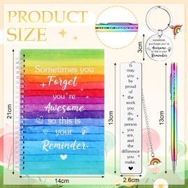4 Pcs Thank You Gifts Inspirational Notebook Rainbow Pen Keyring and Bookmark May You Be Proud of The Work You Do Leaving Gifts Appreciation Gifts for Men Women Teacher Colleagues Nurse Friends